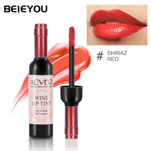 Beieyou Private Label Oem Lip Gloss 24H Moisturizing Orange Lip Tint Stain Red Liquid Wine Bottle Lipstick