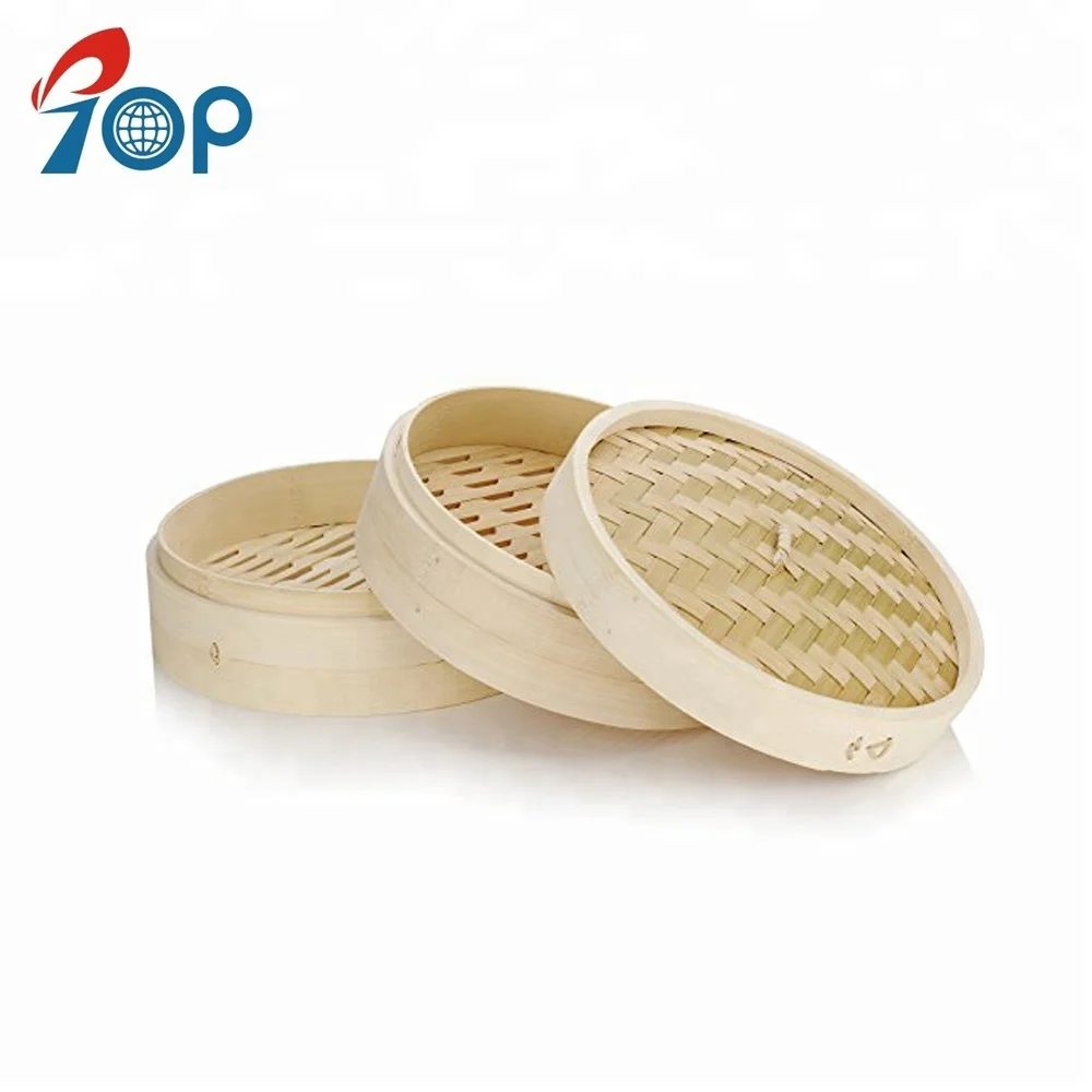 8 Inch 2 Tier Bamboo Steamer Chinese Dim Sum Basket Set With Lid Buy
