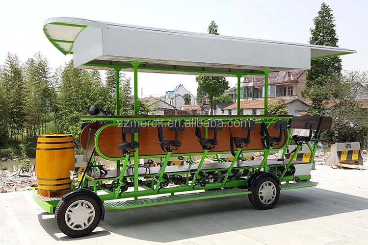 Electric Four Wheel Open Top Beer Bike With Canopy,Wholesale Pedal