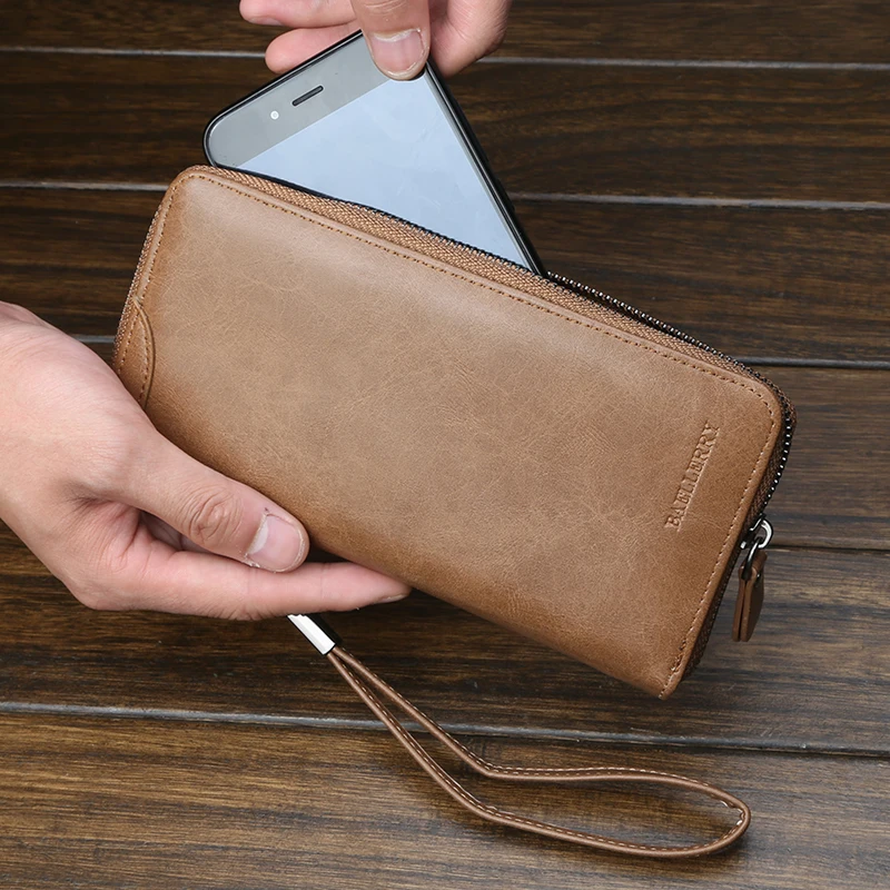 Carteras de hombre Baellerry de piel sintética de gran capacidad Con cremallera larga de negoc SAI Carteras de hombre Baellerry de piel sintética de gran capacidad Con cremallera larga de negoc SAI