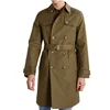 European New Design Lapel Collar Formal 100% Cotton Green Waist Trench Coat