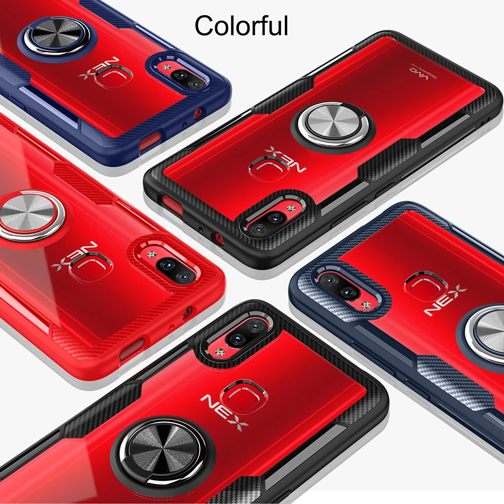 

Magnetic Car Holder Case For Vivo NEX For Vivo V9 Y85 IQOO X27 Pro Simple Phone Back Case +Matel Finger Ring Cover