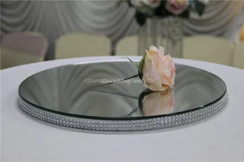 Round Crystal Mirror Tables Plate Wedding Decoration Buy Mirror