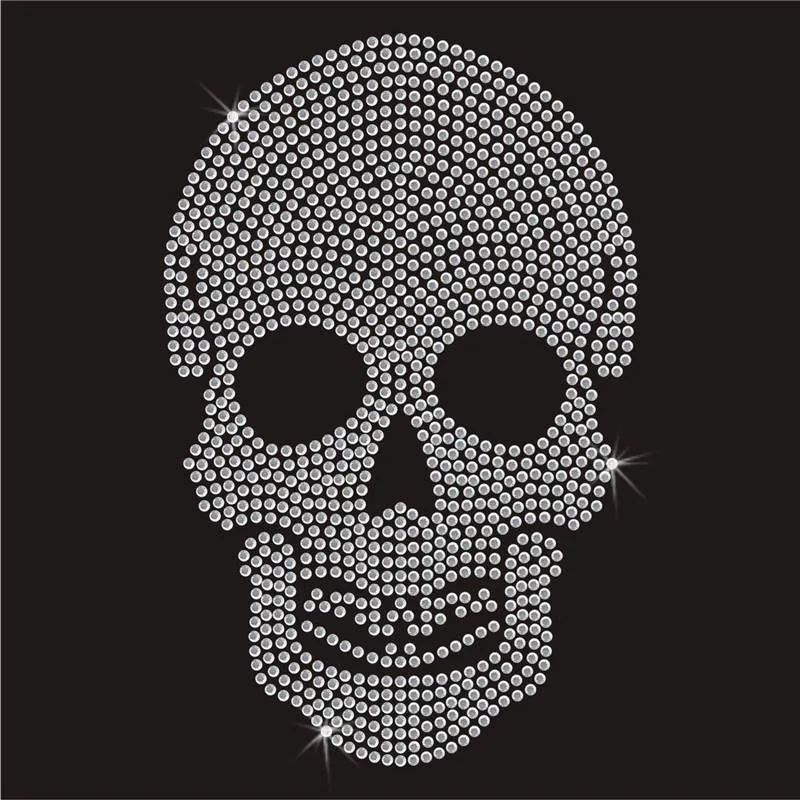 Custom Bling Crystal Skull Design Hotfix Rhinestone Transfer - Buy ...