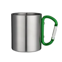 

200ml climbing travel camping outdoor stainless steel cup double wall carabiner hook mugs metal cup with hook