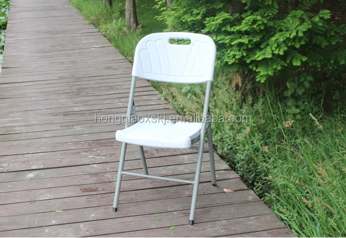 4 x Folding Chairs in White Blow Mold Plastic Garden Bistro Banquet BBQ Party