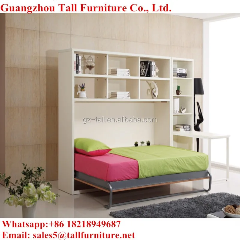 Economia de espaço cama escondida com estante puxar para baixo cama de