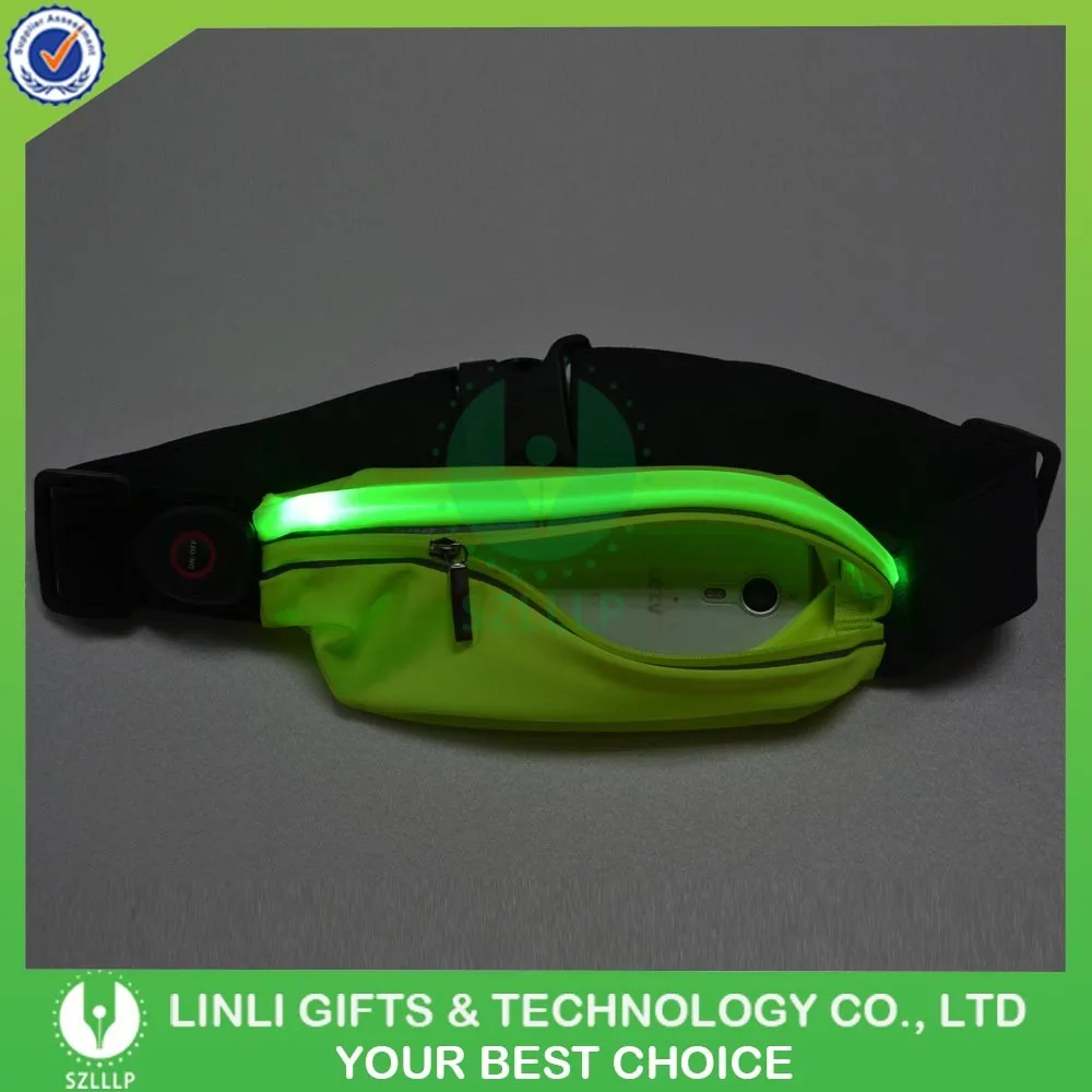 Wholesale Quality Nylon Flip Running Belt,Sport Glow Waist Bag Led Waist Belt Bag.jpg