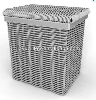 grey wicker storage baskets with lids