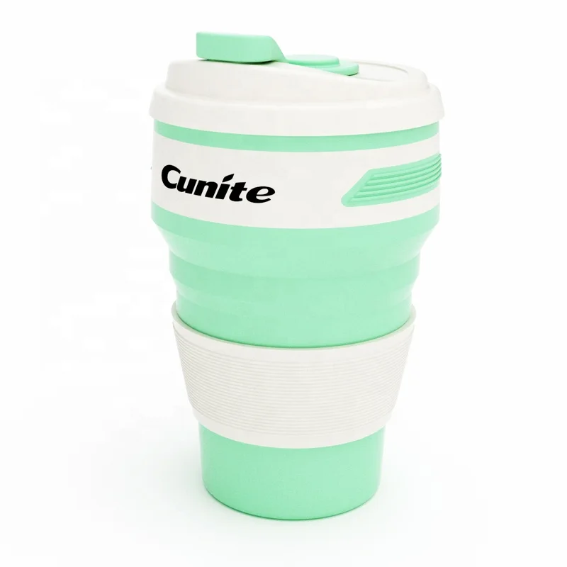 

BPA free travel outdoor sport drinking bottle folding silicone coffee cup, Pink;green;grey;navy