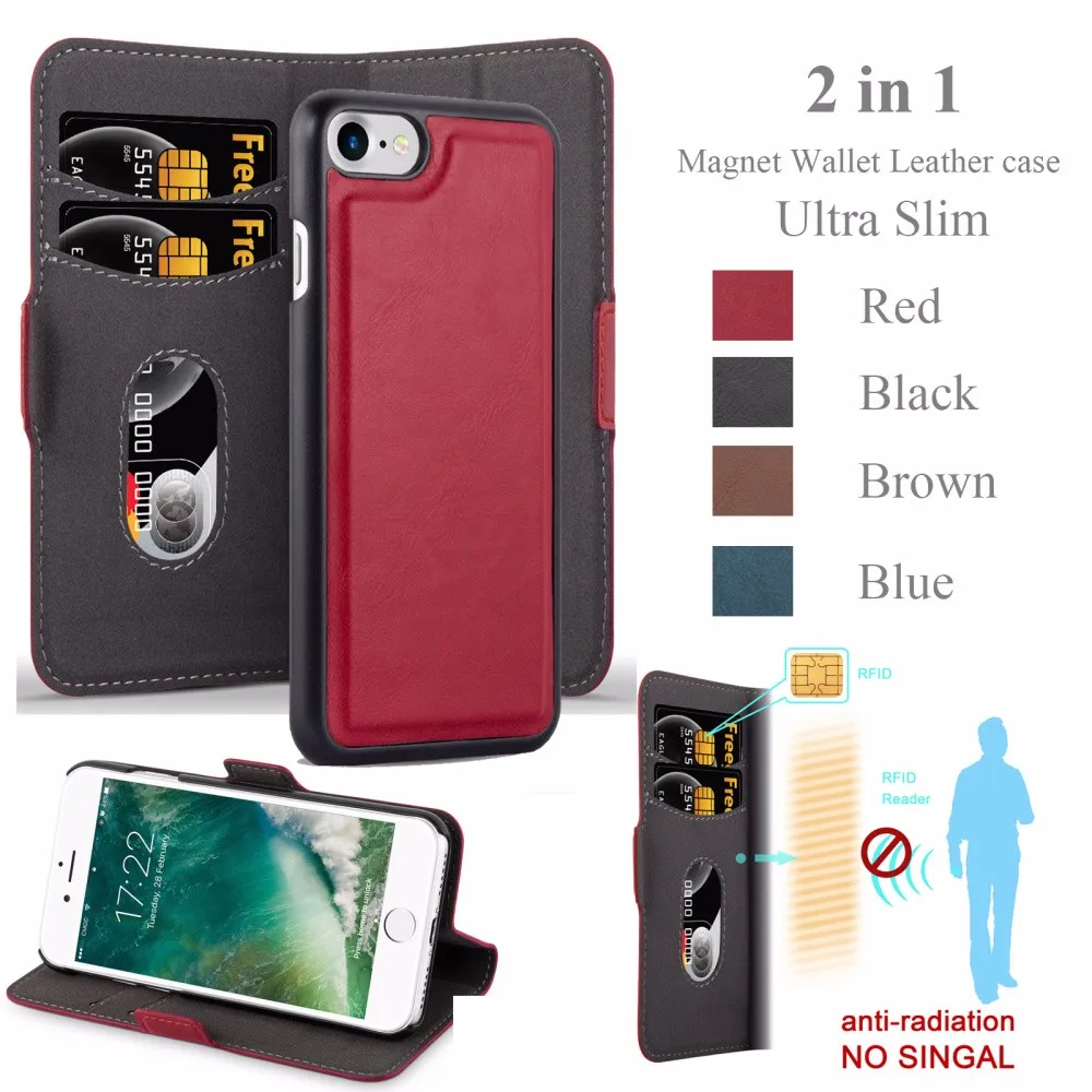 All In One Detachable Card Holder Leather Flip Phone Case Cover