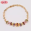 New Models Design Womens Colorful Petals Shape Zircon Crystal 18K Gold Bracelet