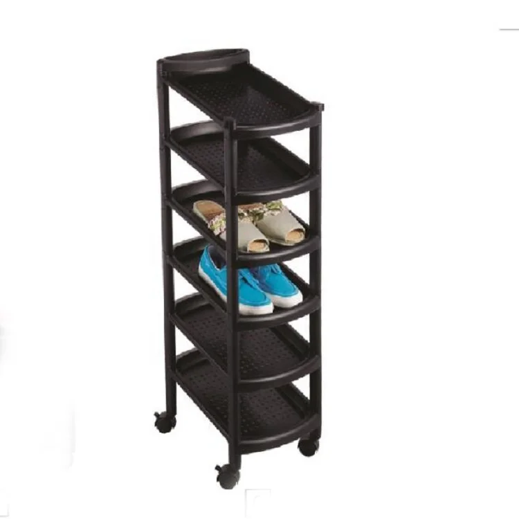 Modern 6 Tiers Plastic Shoe Shelf Folding Shoe Rack With Wheel Buy