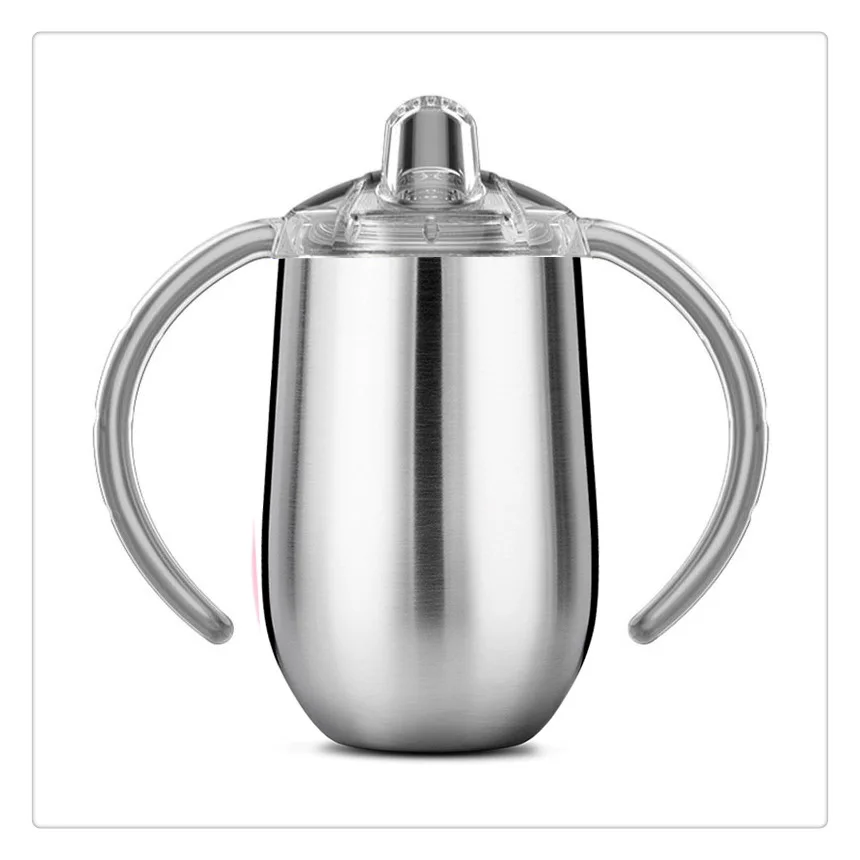 Food Grade Silicon lid 360 Train cup 8oz 12oz Disposable Vacuum insulated Tumbler wine cup stainless steel Baby Kid sippy cup