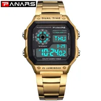 

Panars 8113 Waterproof Multi Functional Steel Square Case Fashion Sports Electronic Digital Wrist Watch Men