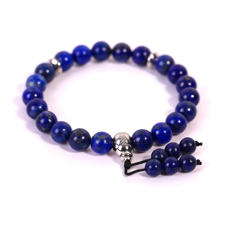 

Mala Beads Bracelets Handmade Adjustable 8MM Natural Lapis Lazuli Bracelet, Picture shows