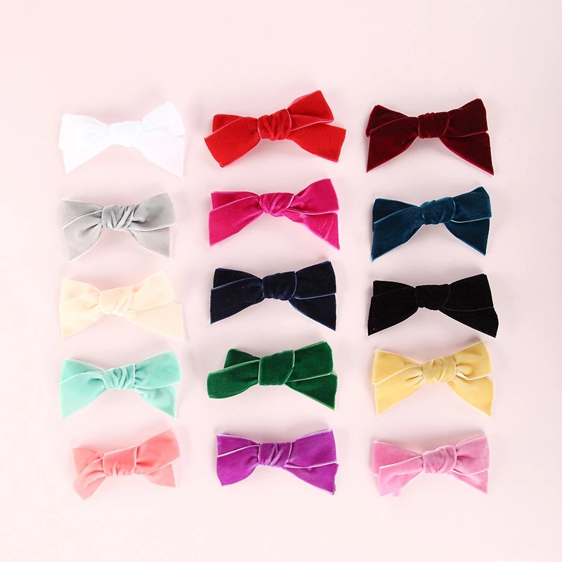 

Daihe 2019 new popular classic simple and generous fashion imported velvet ribbon bow children's hairpin, Colourful