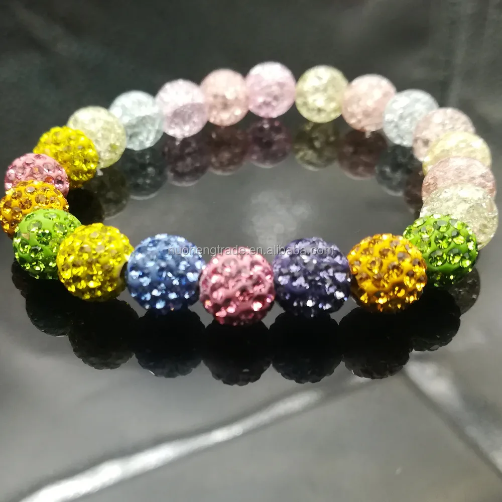 

Fashion Colorful handmade healing Crack Rock CZ Crystal Paved Beads Women Bracelet Jewelry, Multi color