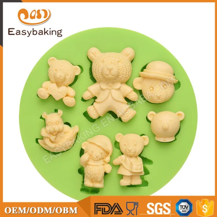 ES-0015 3D lovely little bear shape silicone fondant cake decoration mold