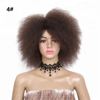 

Kinky Curly short Afro Wigs 6inch nature black blonde African American Synthetic Wig For Women 90g