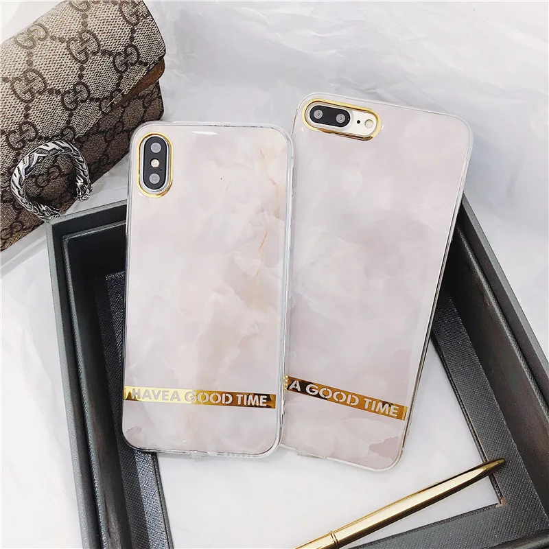 Luxury Contracted Golden Bumper Marble TPU Phone Case For iPhone X 7 8 Plus