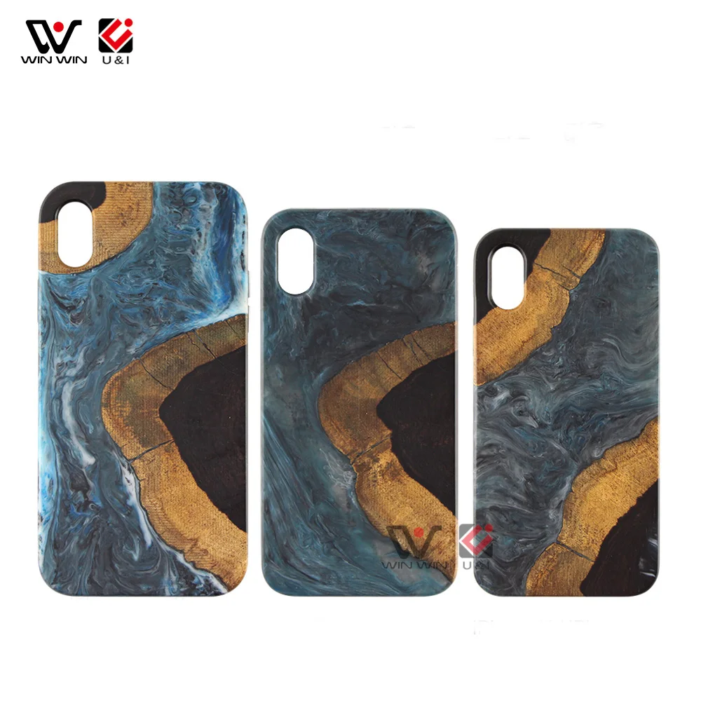 Deep Sea Water Natural Resin Solid Wood Phone Case For iPhone X XS XR XS Max Deep Sea Water Natural Resin Solid Wood Phone Case For iPhone X XS XR XS Max