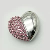 fashion jewelry Heart shape crystal usb flash drive, heart usb flash memory 8gb wedding present usb flash drive