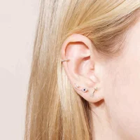 

minimal delicate tiny ear studs 925 sterling silver jewelry rhodium gold plated flash lightning stud earring