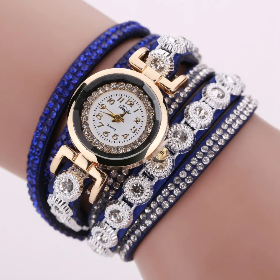 

High Quality Wholesales Cheap Price Lady Fashion 40mm Long Leather Strap Quartz Luxury Many Diamond Women Bracelet Watch