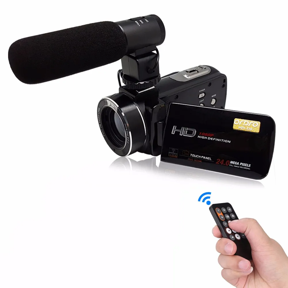 Super HDV-Z20 24Mp Wifi 1080P Full HD Digital Video Camera Camcorder with Remote External Wide Angle Lens and Hot Shoe 3" Touch