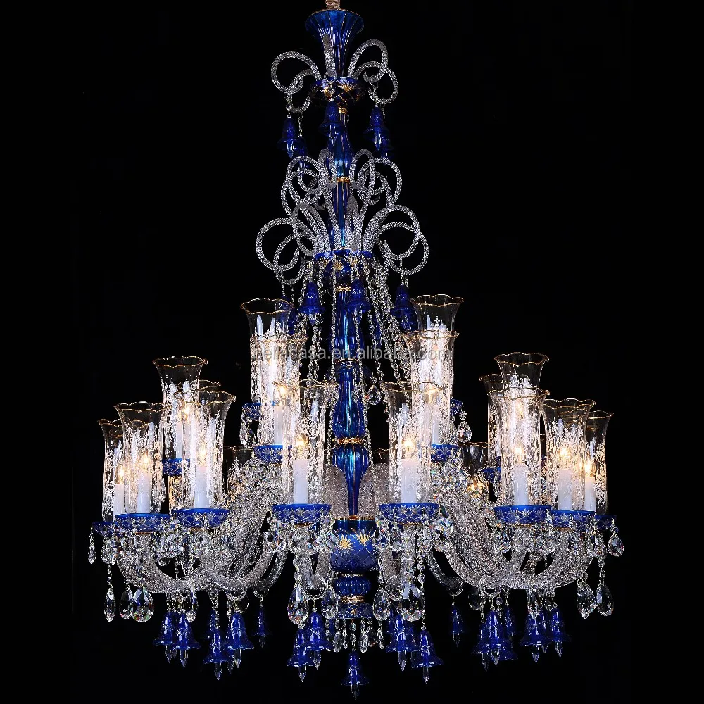 New Luxurious K9 Crystal Hanging Glass Balls Chandelier Blue
