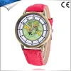 Fashion Plane Ocean Map Alloy Leather Quartz Analog Round Dial Jean Watch Wristwatch Clock For Women Ladies Men LW058