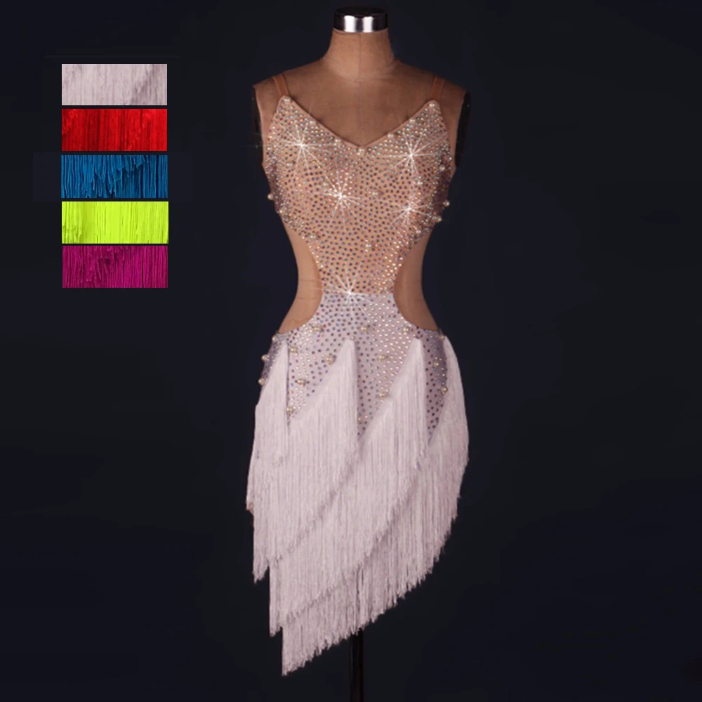 Ballroom Woman Wear Samba Competition Adult Tassel High Quality Sexy Fringe Cheap Dancing Latin Dance Dress ZH1008