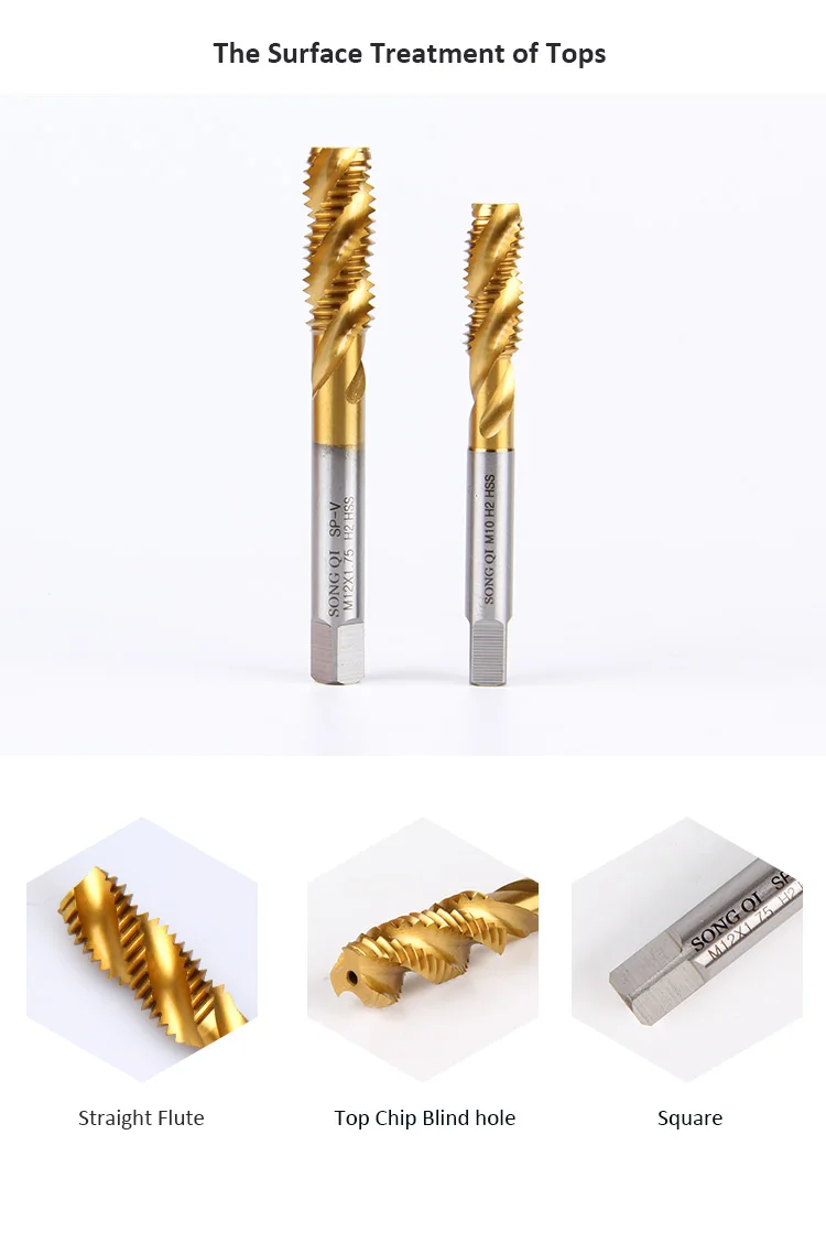 SONGQI HSS M2 Ticoated Machine Thread Acme tap spiral flute buttress