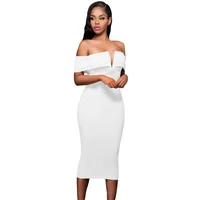 

Sexy Fashion Off Shoulder Party Dress Elegant Ladies Dress Midi Dress