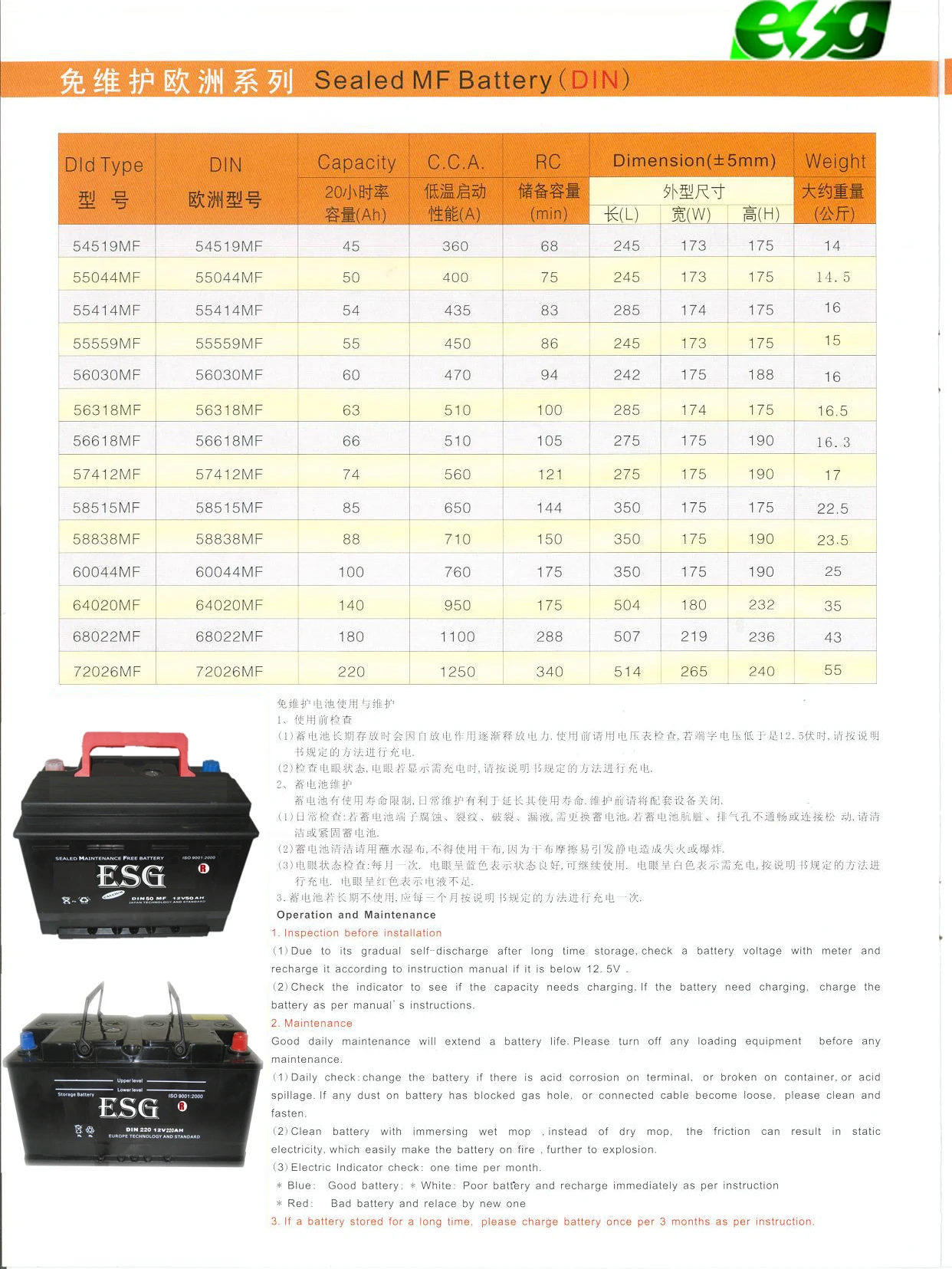 Esg Hot Selling Price 12V 66Ah 70Ah Plate Sealed Rechargeable Car Auto Electric Lead Acid Car Battery