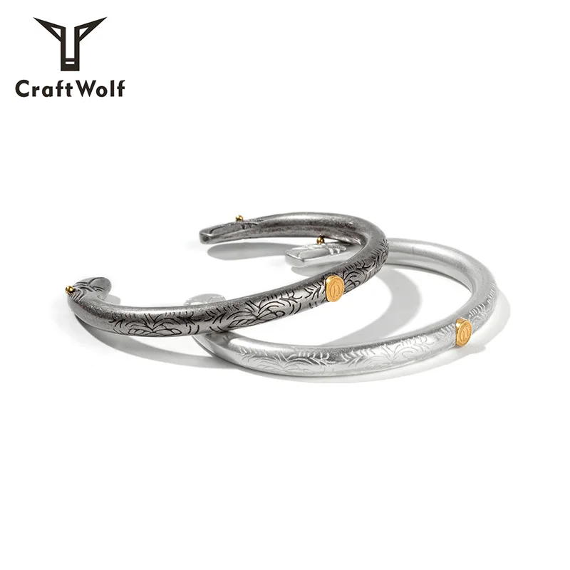 

Craft Wolf 2019 New Arrivals Bangle Eagle Stainless Steel Cuff Bracelet, Silver, old silver