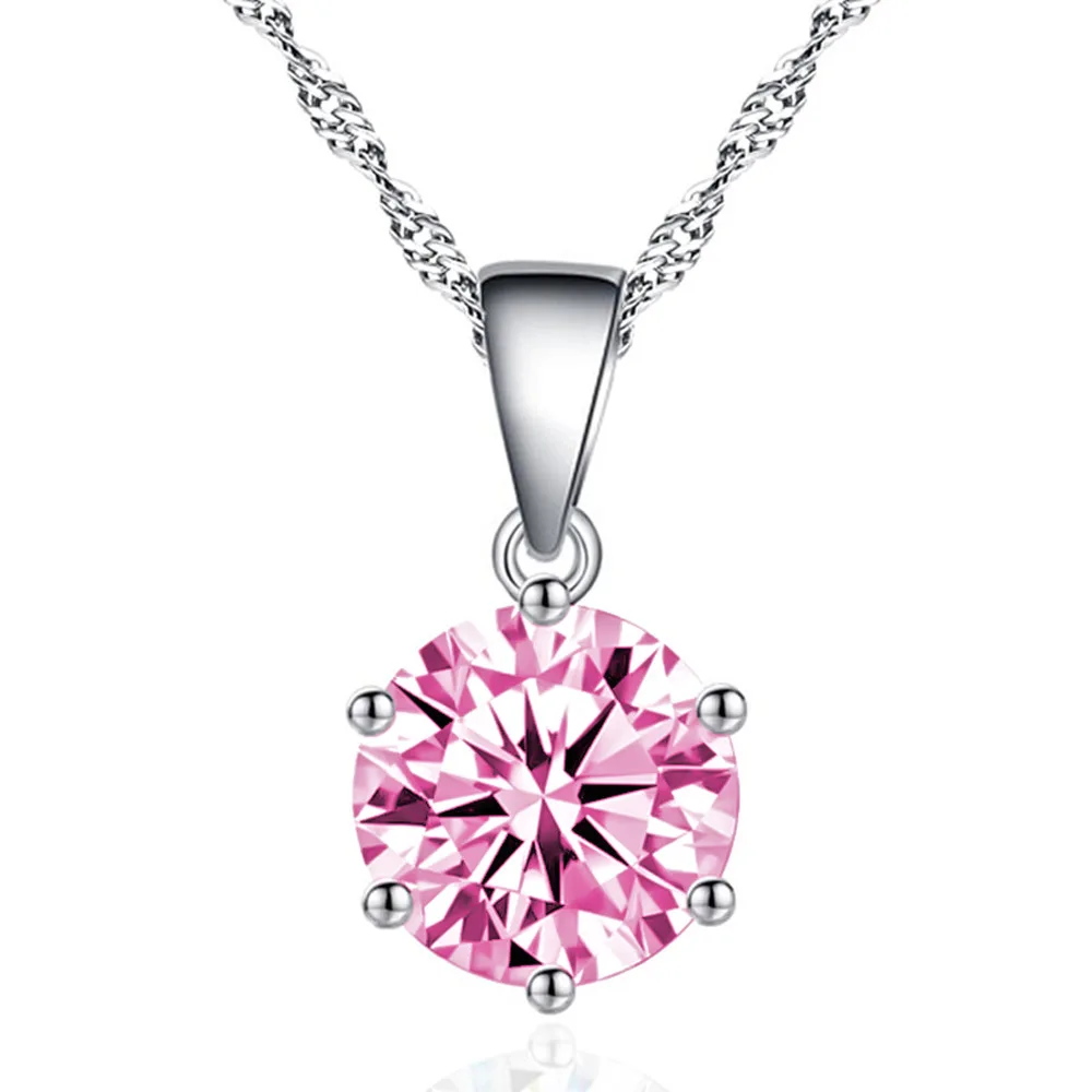 

Fashion Colorful six-claw round zircon necklace, N/a