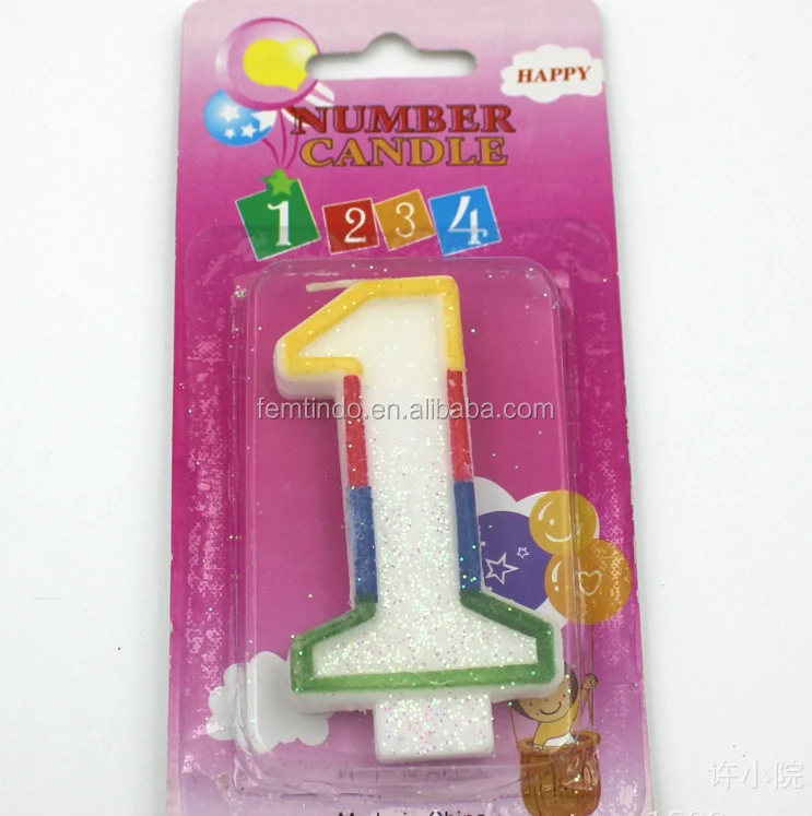 Wholesale Glitter Colorful Birthday Number Candle Middle Size Candles