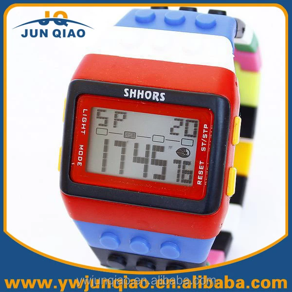 

2015 Shhors brand silicone strap toy bricks block led kids toys watches