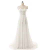 

NE103 Boho Wedding Dress 2017 New White/Ivory Chiffon Decals Trailing V-Neck Custom Made A-Line Appliques Floor Length