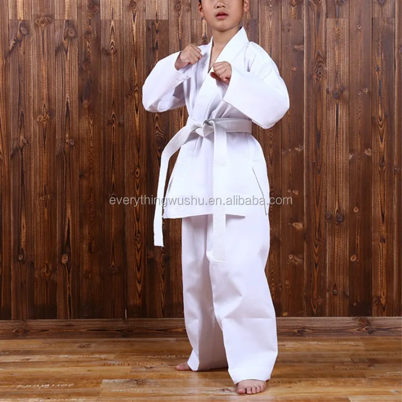 White Karate Uniform with Belt Light Weight Elastic Training Suit Judo Uniform