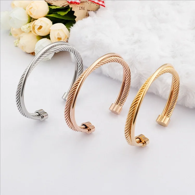 

Personality simple open cuff rose gold bracelet 18k stainless steel bangle bracelet jewelry, Picture