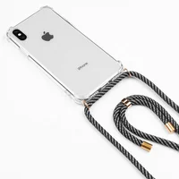 

2019 Hot transparent anti-fall hanging necklace four corners shatter-resistant mobile Cell phone case with Necklace cord