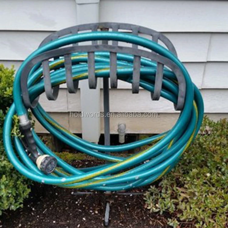 647 Manger Style Heavy Duty Black Metal Garden Hose Hanger Stand Holds