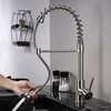 CE luxury cold and hot chrome finishing single handle pull down pull out spray kitchen sink faucet mixer tap taps for kitchen