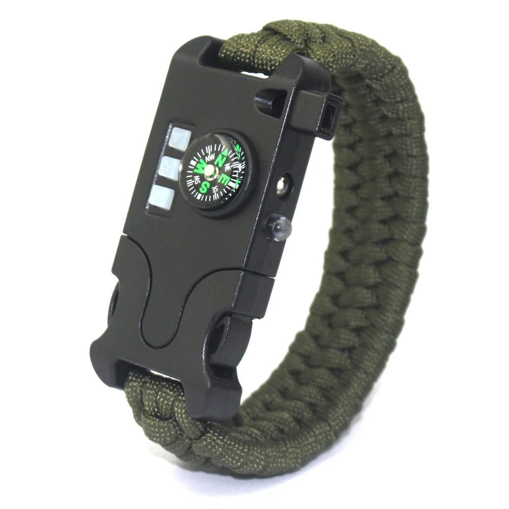 

Hot sales laser light rescue paracord bracelet emergency survival bracelet gear for outdoor, Army green black and white camouflage