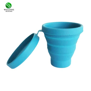 Travel Collapsible Silicone Coffee Cup,Silicone Folding Cup With Lid Together
