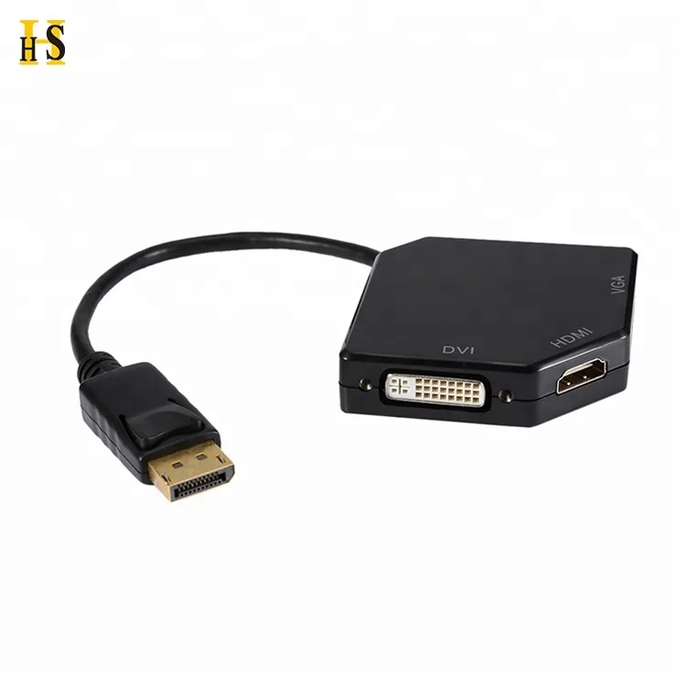 

Wholesale Displayport to DVI VGA Gold Plate 3 In 1 DP Converter for Monitor