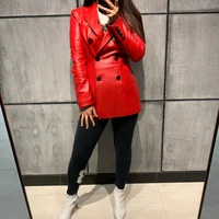 

ladies genuine leather blazer double breasted blazer office women